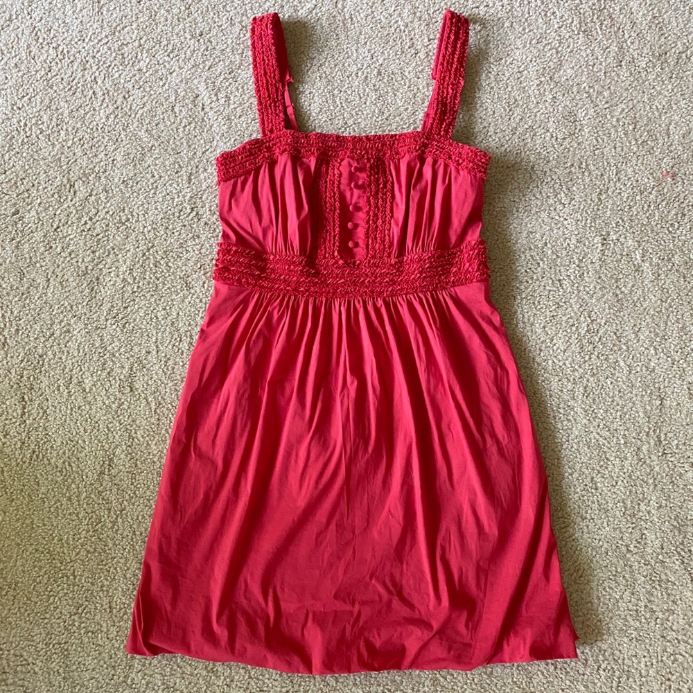 BCBGMaxAzria Red Ruffled Dress with Bow Sz Small